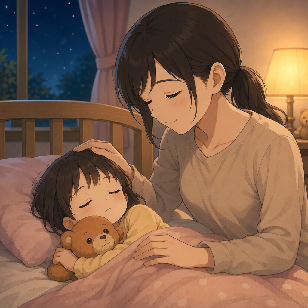 寝かしつける
