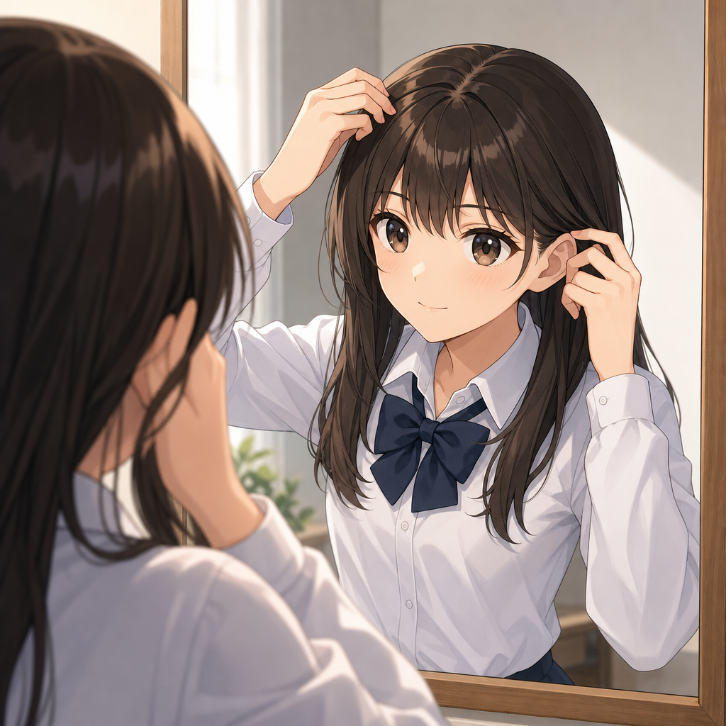 髪を直す
