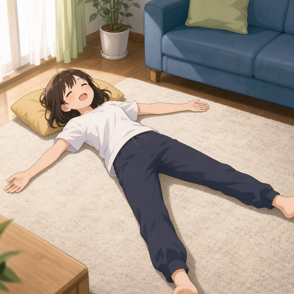 寝転がる